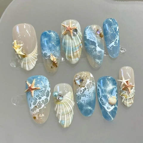 Unghie Finte a Pressione Fatte a Mano Con Decorazione 3D In Strass E Künstliche Perle Unghie Artificiali Per Donna Manicure Quotidiana