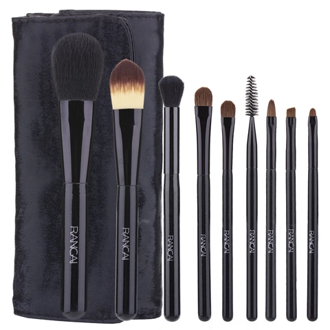Professional Makeup Brushes With Pony Hair Synthetic Fiber Wood Handle Powder Foundation Eye Shadow Brushes And PU Storage Bag