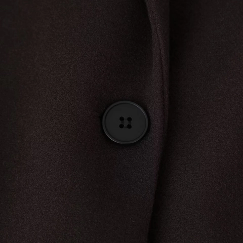 Women Long Woolen Overcoat Tassel Hem Single Breasted Notched Lapel Solid Color Outerwear Autumn Winter