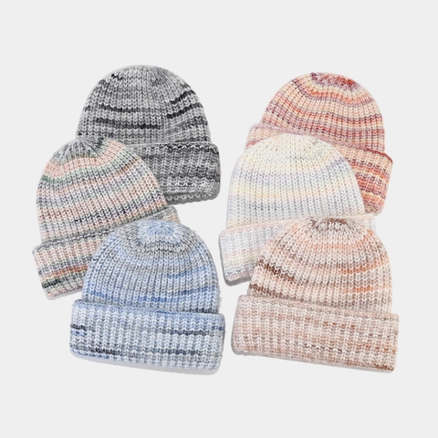 Knitted Beanie Hat Warm Acrylic Chunky Cuffed Space Dye Tie Dye Winter Casual Fashion For Women Men