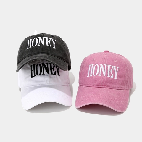 Washed Cotton Baseball Cap Honey Buchstaben Stickerei Retro Casual Verstellbarer Sonnenhut Für Herren Damen