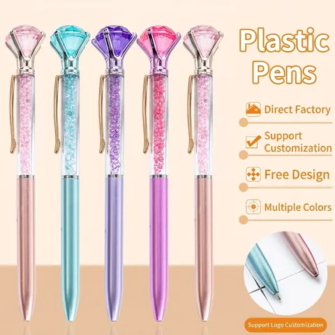 Luxury Diamond Top Crystal Ballpoint Pen Rotating Shiny Rhinestone Filled Decorative Writing Tool For Office School