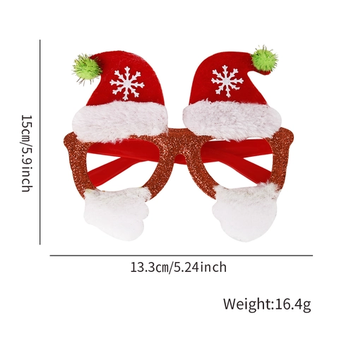 Occhiali Decorativi per Festa di Natale per Bambini in Plastica Glitterata con Corna di Renna Cappello di Babbo Natale