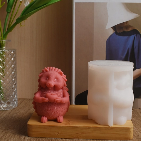Stampo In Silicone Riccio 3D Design Animale Con Mela Fiore Foglia Per Candela Aromaterapia Fai Da Te Ornamento Gesso