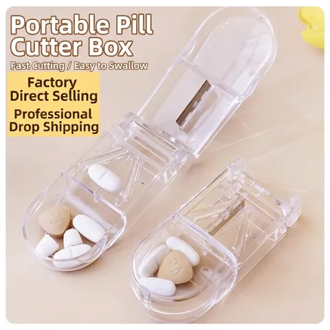 Tragbarer Tablettenteiler Und Organisator Multifunktionaler Pillenschneider Mit Edelstahlklinge Wöchentliche Pillendose