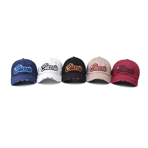 Berretto Da Baseball In Cotone Ricamo Classic Distressed Vintage Lavato Cappello Sole Regolabile