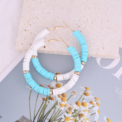Orecchini A Cerchio Bohemien In Argilla Polimerica Perle Heishi Per Donna Gioielli Circolari In Lega Colorati
