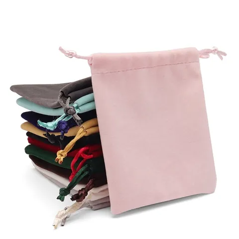 Velvet Jewelry Drawstring Pouches Soft Cloth Storage Bags For Necklace Earring Ring Small Gift Packaging Elegant