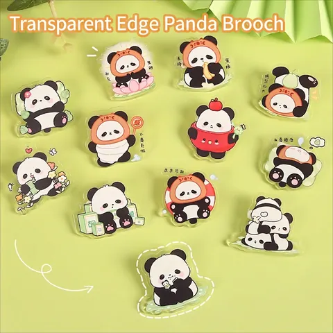 Spilla Panda In Acrilico Cartone Animato Spilla Da Risvolto Trasparente Distintivo Animale Kawaii Decorazione Zaino Bambini