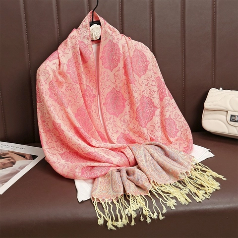 Sciarpa Pashmina Da Donna Scialle Jacquard Paisley Nappe Retro Stile Etnico Avvolgente Lunga Decorativa Primavera Autunno Inverno