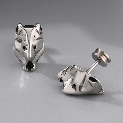 Wolfskopf Ohrstecker Edelstahl Vintage Punk Gothic Hip Hop Tier Schmuck Für Damen Herren