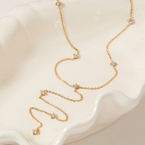 Collana Con Pendente A Y Acciaio Inossidabile Minimalista Catena Lunga Zirconia Gioielli Di Moda Eleganti Da Donna Regalo