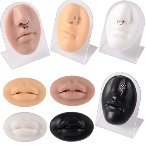 Silicone Body Piercing Practice Model Face Nose Lip Display Tool For Jewelry Presentation Realistic Texture