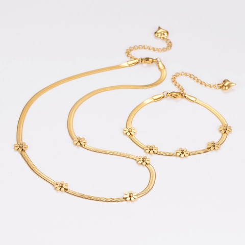 Collana E Bracciale In Acciaio Inossidabile Margherita Catena A Serpente Gioielli Eleganti Minimalisti Per Donna