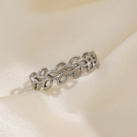 Leaf Ring Stainless Steel Hollow Olive Branch Open Adjustable Minimalist Fashion Jewelry For Women