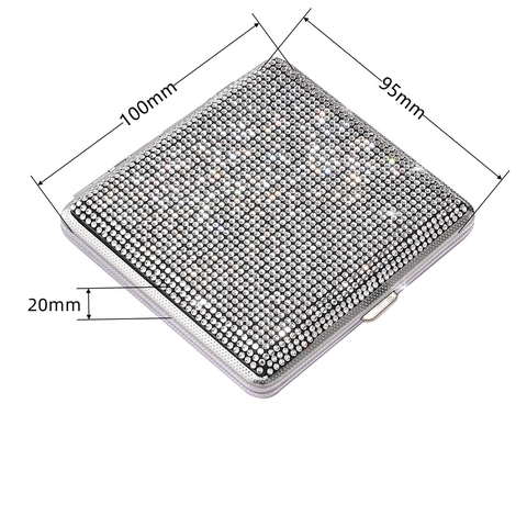 Luxury Rhinestone Stainless Steel Cigarette Case Portable Ultra-Thin Metal Tobacco Storage Box For Women Car Travel Accessories