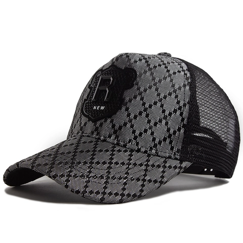 Berretto Da Baseball In Rete Con Trama A Rombi Patch Scudo Lettera R Traspirante Cappello Trucker Per Uomo Donna