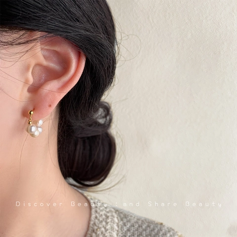 Baroque Freshwater Pearl Earrings French Retro Handmade Copper Jewelry Elegant Vintage Drop Accessory For Women