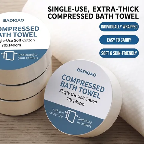 Disposable Compressed Bath Towel Thickened Viscose Fiber Absorbent Artificial Pearl Texture Individually Wrapped Travel Hotel