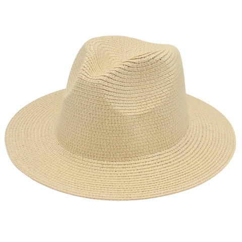 Chapeau De Paille Panama Fedora Large Bord Protection Solaire Respirant Voyage Plage Été Vintage Style Jazz Léger
