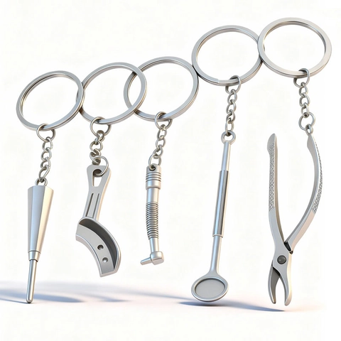 Dental Keychain Tooth Shaped Zinc Alloy Dental Clinic Tools Dentist Professional Appreciation Gift Creative Accessories