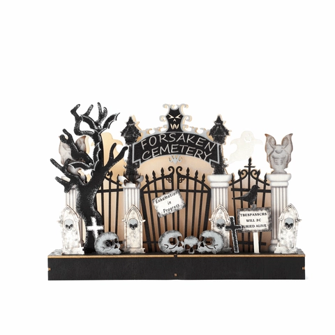 Decorazione Cimitero Halloween Legno Luminoso Scena Fantasma Tavolo LED Casa Stregata Scena Di Cimitero