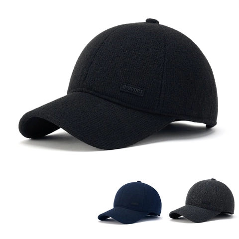 Men Winter Warm Baseball Cap Thickened Polyester Windproof Outdoor Adjustable Sporty Hat For Fathers