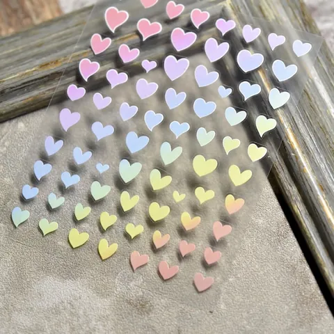 Ultra Thin Tough Nail Art Stickers Colorful Gradient Heart Cross Star Patterns Self Adhesive Manicure Decoration DIY
