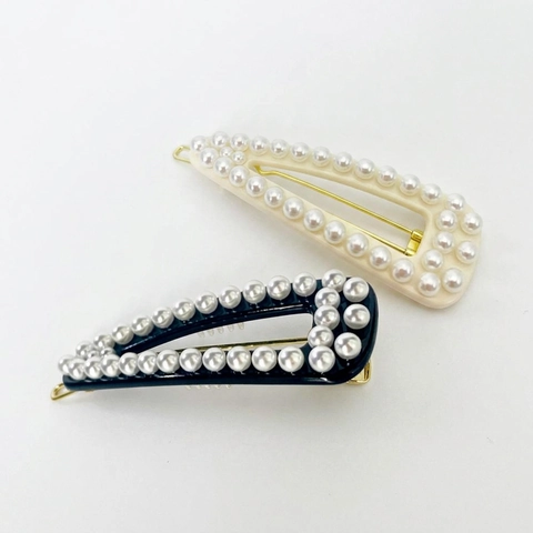 Molletta Per Capelli Triangolare In Acetato Con Künstliche Perle Sintetiche Fermaglio Geometrico Per Donne E Ragazze