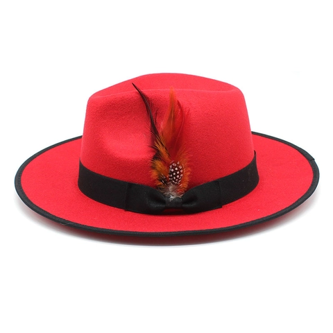 Vintage Fedora Hut Breite Krempe Baumwolle Polyester Filz Jazz Kappe Mit Band Und Feder Dekor Für Herren Damen Retro Britisch
