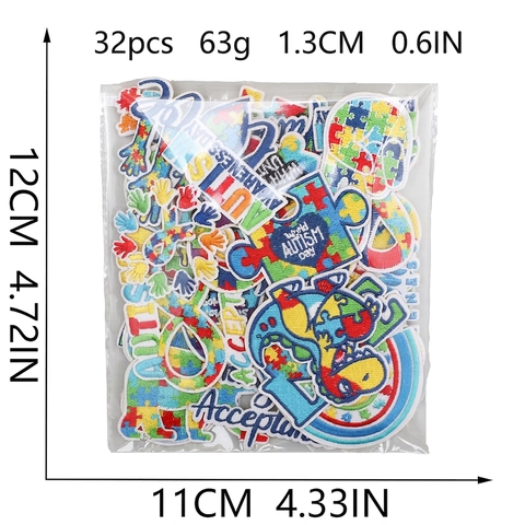 Autismus Bewusstsein Bestickte Aufnäher Zum Aufbügeln Buntes Puzzle Stoff Dekorative Applikationen Für Kleidung Taschen
