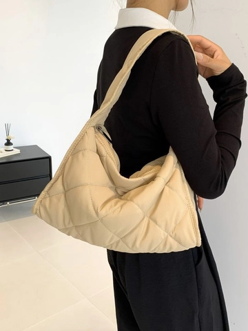 Quilted Shoulder Bag For Women Nylon Puffer Hobo Bag Diamond Lattice Lightweight Down Style Underarm Purse