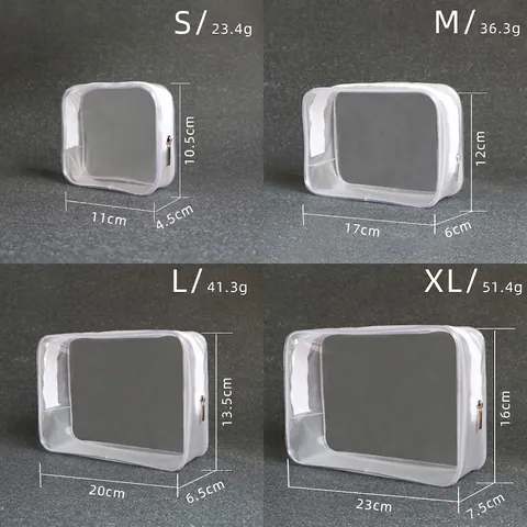 Transparent PVC Makeup Bag Waterproof Portable Travel Toiletry Zipper Storage Pouch Clear Large Capacity