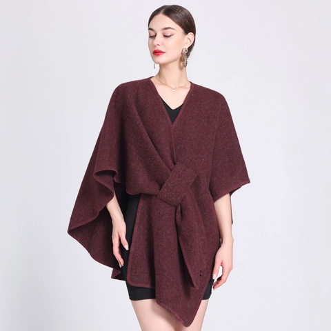 Women's Knitted Poncho Cape Shawl Oversized Wrap Solid Color Acrylic Cardigan Jacket Autumn Winter Outwear Outerwear