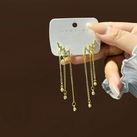 Orecchini A Pendente Con Nappa Lunga Lega Strass Scintillante Con Perno In Argento Per Donna Stile Coreano
