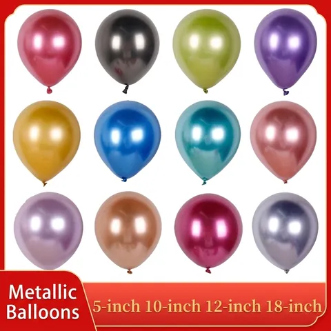 Shiny Metallic Balloons Chrome Latex Round Thickened Party Decorations Birthday Wedding Valentine's Day Anniversary Celebration
