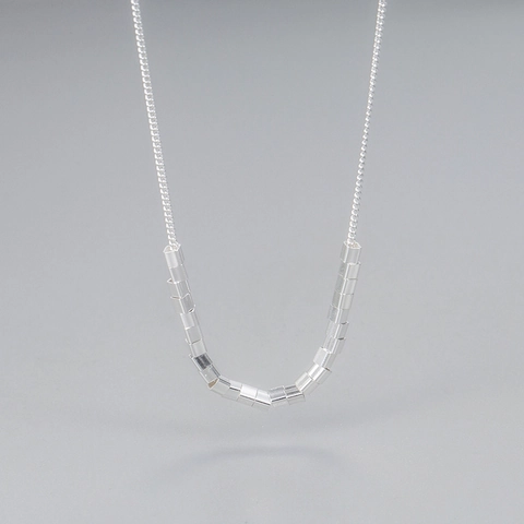 Collier Pendentif Cube Géométrique en Argent Sterling 925 Chaîne Clavicule Carrée Minimaliste pour Femme Bijoux de Mode Style INS
