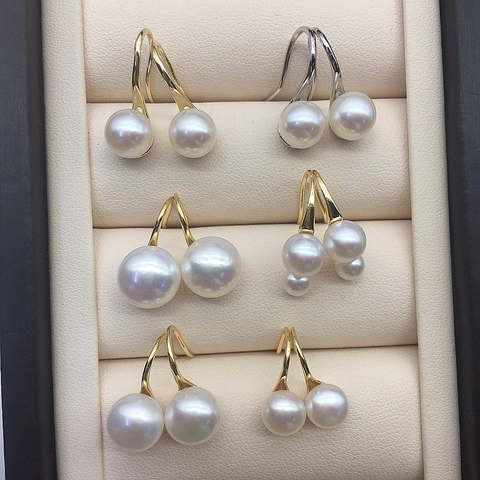 Orecchini Con Perle D'acqua Dolce E Gancio In Argento Sterling 925 Forma Tacco Alto Elegante Gioielli Per Donne