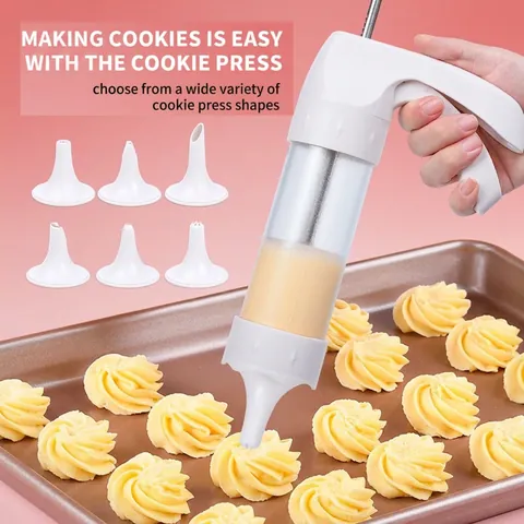 Manual Cookie Press Biscuit Maker With Replaceable Decorating Tips And Flower Discs Plastic DIY Baking Tools For Kitchen