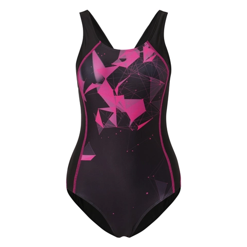 Costume Da Bagno Sportivo Da Donna Competizione Stampa Geometrica Incrocio Schiena Imbottito Fitness Elastico