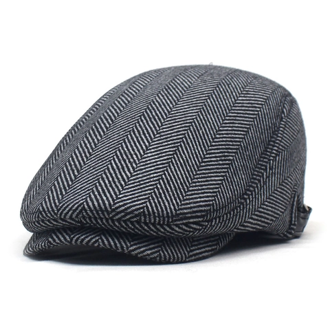Heren Vintage Visgraat Baret Verstelbare Katoen Polyester Newsboy Cap Platte Pet Herfst Winter Warme Mode Pet