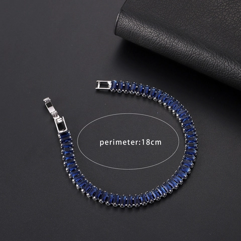 Fashion Zircon Tennis Bracelet Emerald Round Cut Inlaid Copper Plated Chain Bracelet For Women Men Wedding Party Jewelry