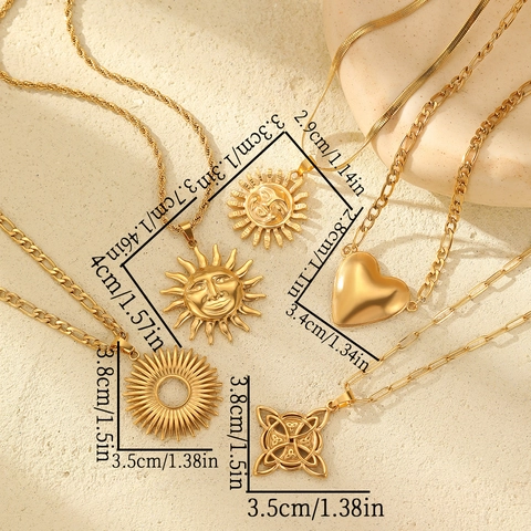 Collana Con Pendente Dio Del Sole Placcata In Oro Rame Vintage Sunburst Nodo Celtico Cuore Fascino Gioielli Per Donne Uomini Stile Retrò