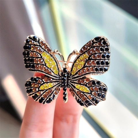 Kleurrijke Strass Vlinder Brosche Vintage Legering Dier Pin Voor Vrouwen Mode Sieraden Accessoires Kleding Decoratie