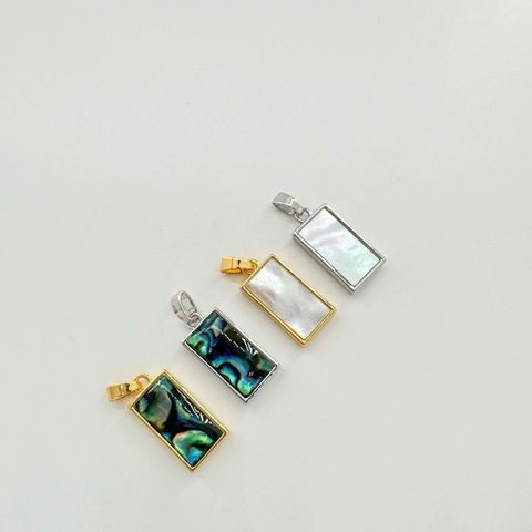 Pendente In Rame Con Intarsio Di Conchiglia Naturale Rettangolo Charms Serratura Della Pace Per Creazione Di Gioielli DIY