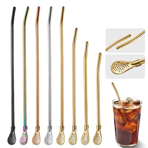 304 Stainless Steel Yerba Mate Bombilla Straw Spoon Reusable Filter Stirring Drinking Straws For Coffee Juice Tea