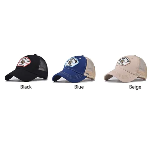 Cappello Trucker Cotone Mesh Traspirante Outdoor Protezione Solare Baseball Brooklyn Tigre Ricamo Patch Regolabile Men