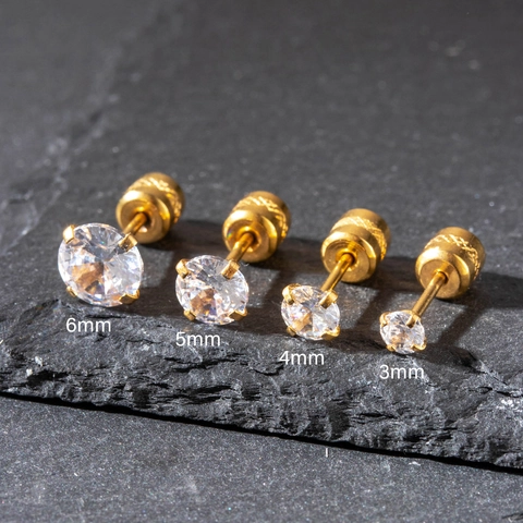Orecchino Cartilagine Acciaio Inossidabile Zirconia Cubica Tondo Chiusura A Vite Helix Tragus Piercing Minimalista Donne Uomini