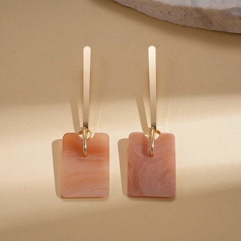 Vintage Geometrische Lange Hängeohrringe Für Damen Acetat Rechteckiger Anhänger Modeschmuck Mit Silver Earring Post