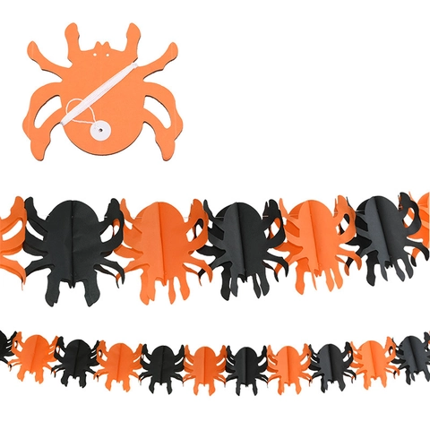 Halloween Ghirlanda Carta Banner Nido Ape Zucca Ragno Pipistrello Teschio Fantasma Strega Decorazione Festa Bar